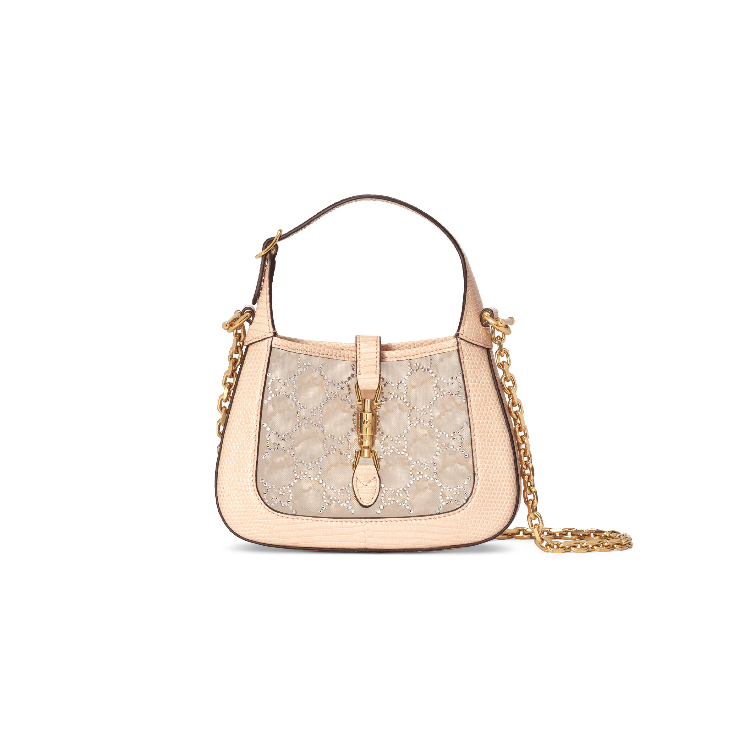 GUCCI JACKIE 1961 MINI CRYSTAL GG LIZARD BAG 677027 (19*13*3cm)